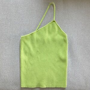 ZARA lime green asymmetric one shoulder top